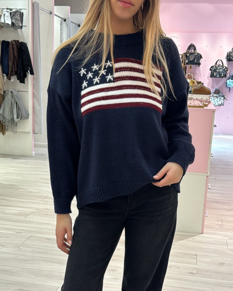 Pull USA navy rouge