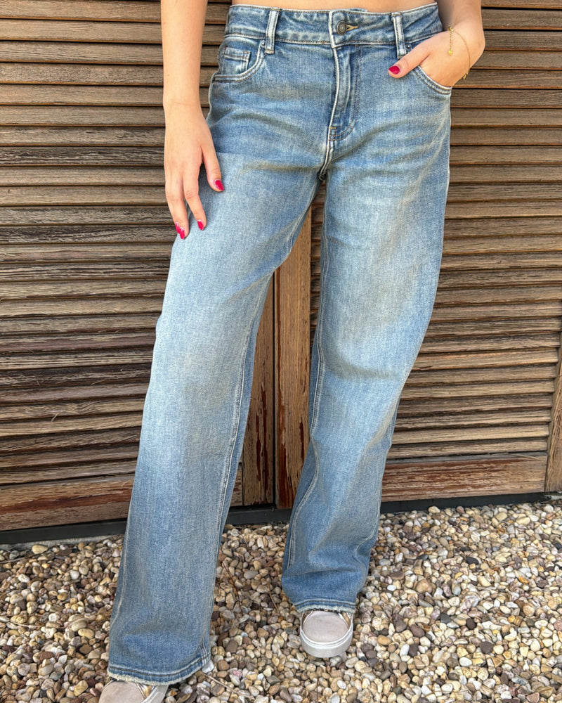 Jeans taille basse bleu